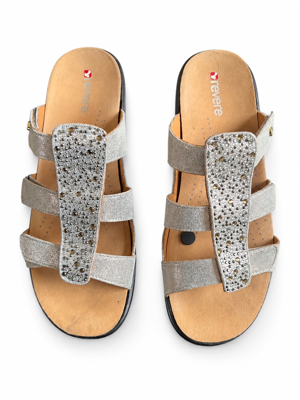 Revere Catalina Gold Wash Embellished Orthotic Sandals Size 10M